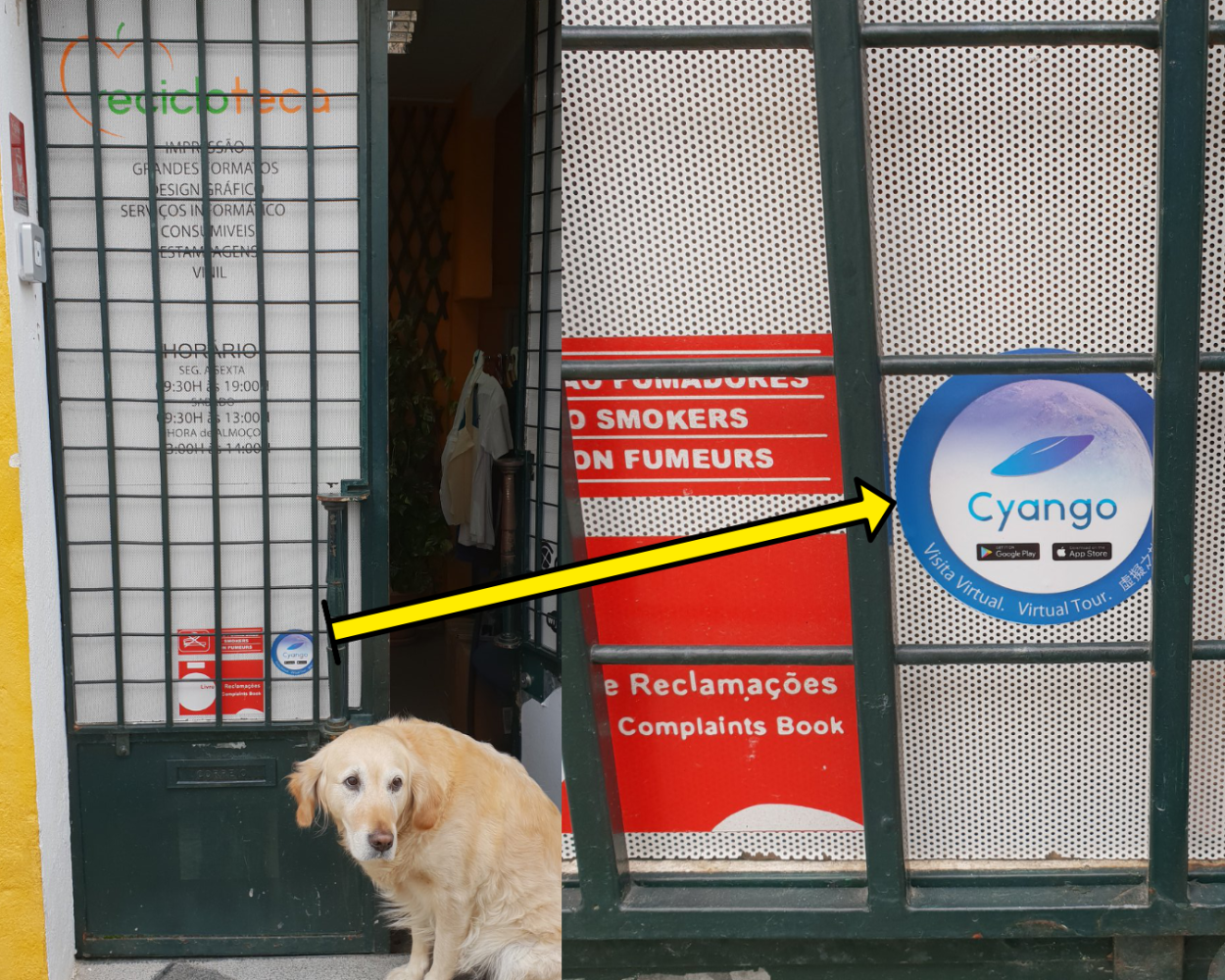 Cyango Sticker, indicated the shop had a virtual tour